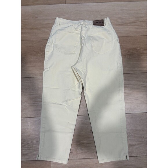 Lauren Ralph Lauren Petite Women's 8P Cropped Pants Cream High Rise Stretch Cott - Picture 9 of 10